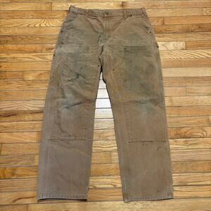 Y2K Carhartt Double Knees B136-BRN Brown Dungree Fit Pants Size 36x32